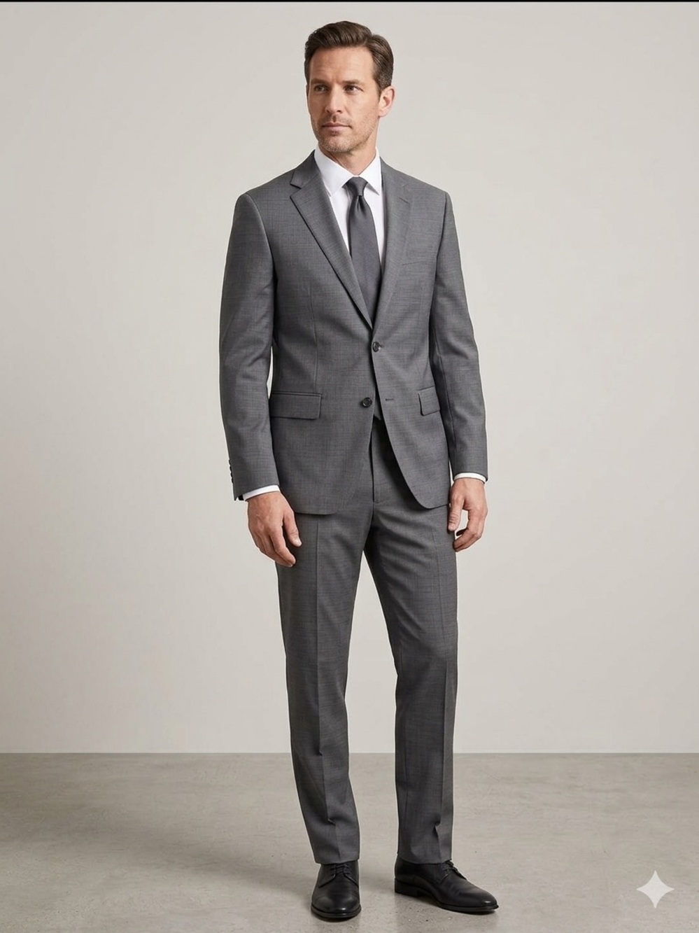 Men's Classic Gray Two-Piece Suit - Tailored Business Jacket & Trouser